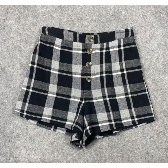 American Eagle Shorts Womens Extra Small Plaid High Rise Buttons Lined Summer - Picture 1 of 15